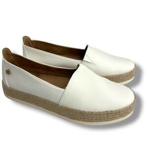 Giani Bernini Slip On Esapdrille Flats Size 8 White Loafers Boho Faux Leather